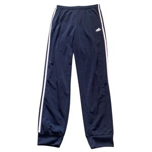 adidas Men's Navy Track Pants M Side Stripe Polyester Elastic Waist